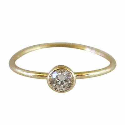 Sterling Silver With Gold, Stackable Ring With 5mm Cubic Zirconia