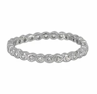 Sterling Silver With Rhodium, Cubic Zirconia Stackable Ring, 2mm Width