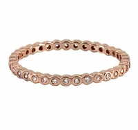 Sterling Silver With Rose Gold, Cubic Zirconia Stackable Ring, 2mm Width