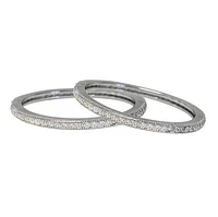 Sterling Silver With Rhodium, Stackable Ring Set With Cubic Zirconia, 2mm Width