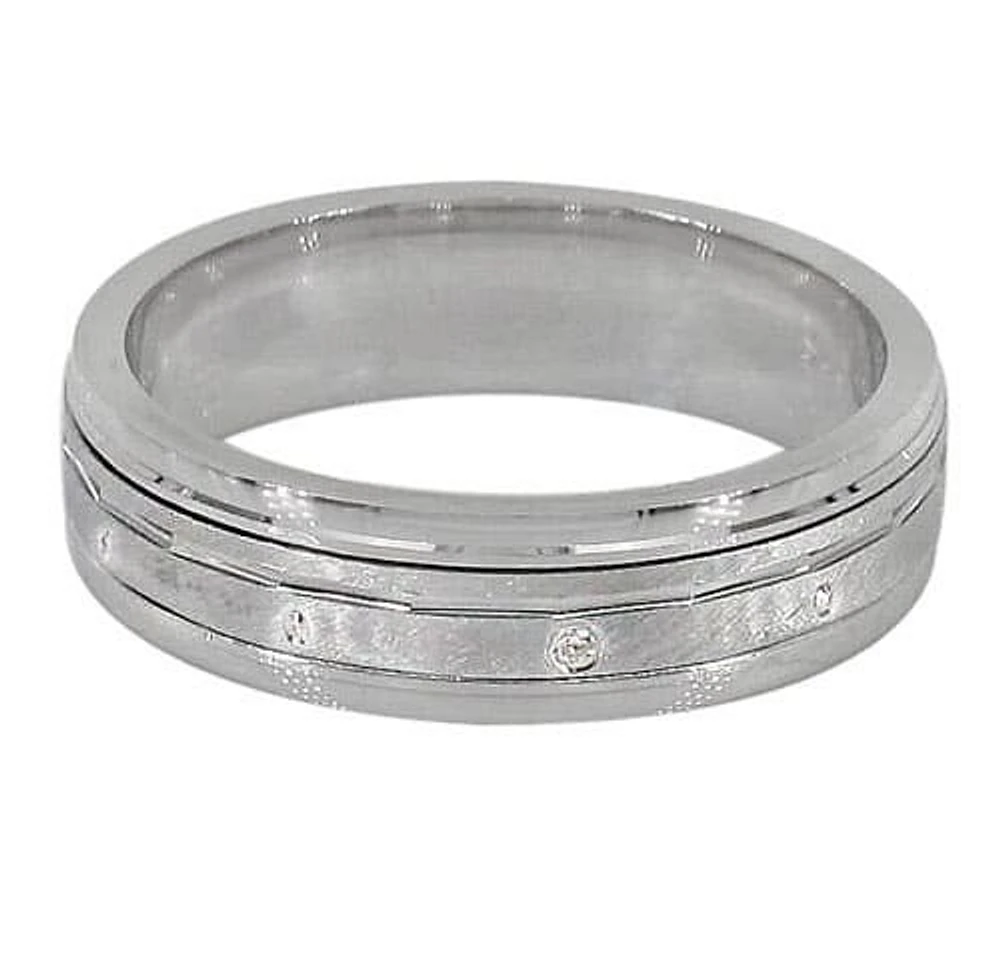 Sterling Silver With Rhodium, Men’s Spin Ring Cubic Zirconia