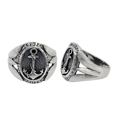 Sterling Silver Anchor Ring, 19m Width
