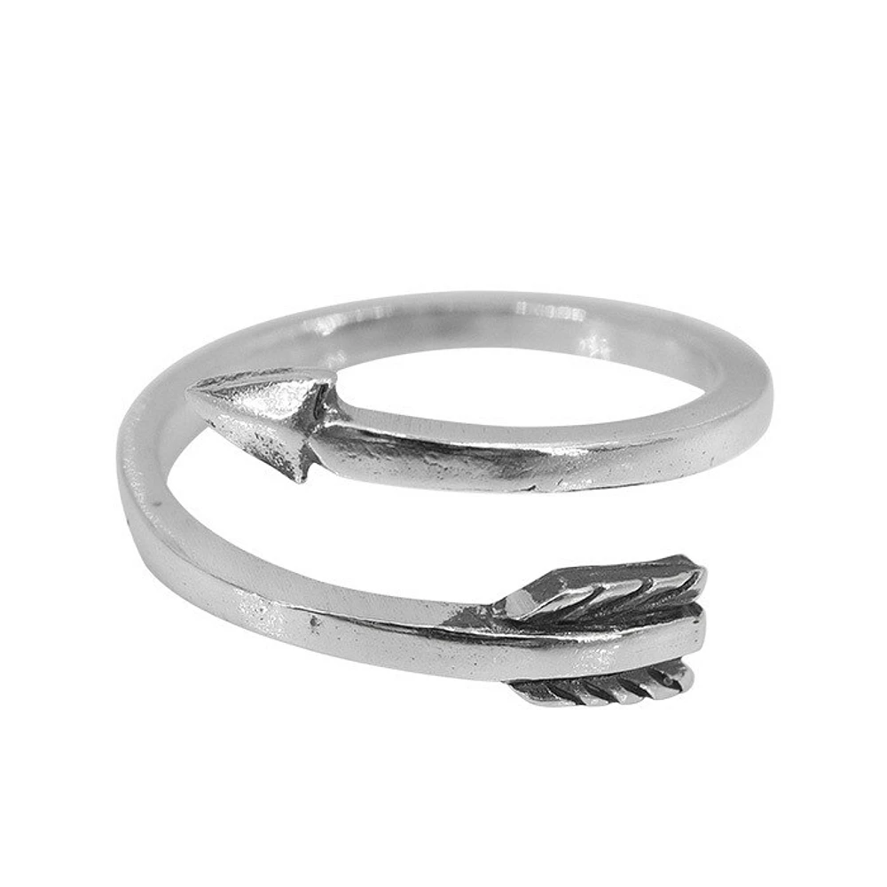 Sterling Silver, Adjustable Arrow Toe Ring, 8mm Width