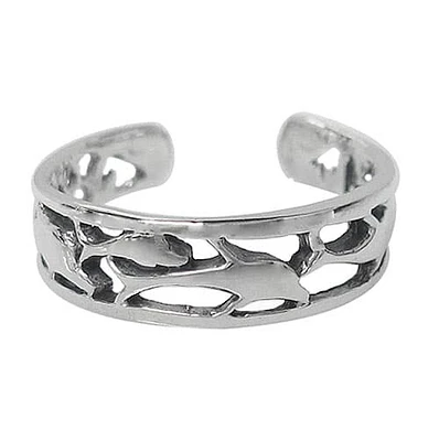 Sterling Silver, Adjustable Toe Ring With Dolphin Design