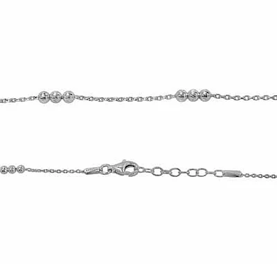 Sterling Silver Anklet,  2.5mm Diamond Cut Ball Bead