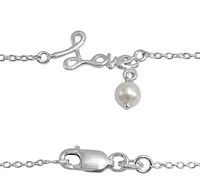 Sterling Silver Anklet, 8X15mm Charm And 4mm White Pearl