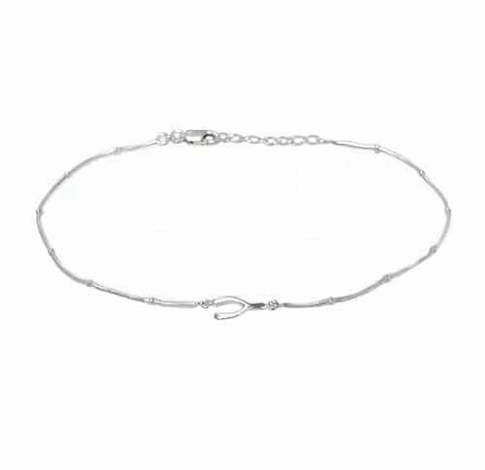 Sterling Silver Anklet, 12X6mm Charm