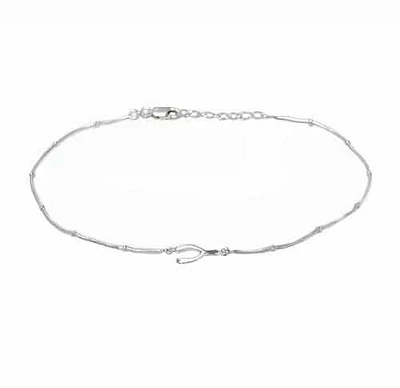 Sterling Silver Anklet, 12X6mm Charm