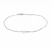 Sterling Silver Anklet, 12X6mm Charm