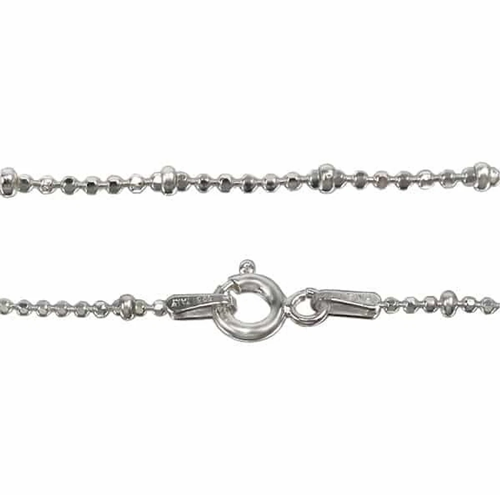Sterling Silver Anklet, Diamond Cut Bead With 2mm Rondelle Bead