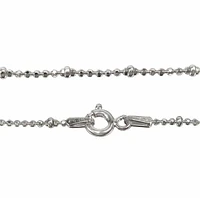 Sterling Silver Anklet, Diamond Cut Bead With 2mm Rondelle Bead