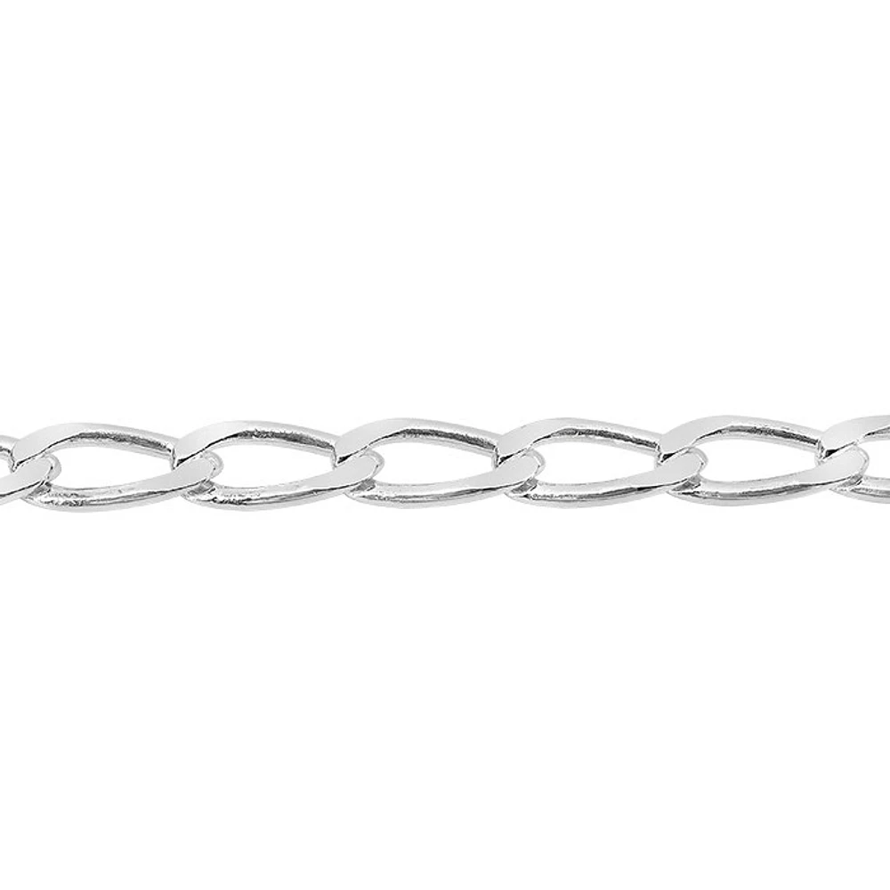 Sterling Silver Anklet, 3.7mm Long Link Curb