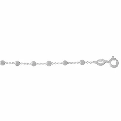 Sterling Silver Anklet, 3mm Ball Bead With Flat Oval Link