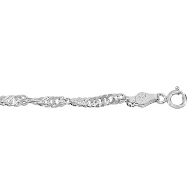 Sterling Silver Anklet, 2.9mm Singapore Link