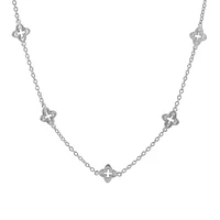 Sterling Silver With Rhodium, 7X7mm 4 Leaf Clover Necklace