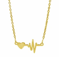 Sterling Silver With Gold, Heart And Pulse Necklace