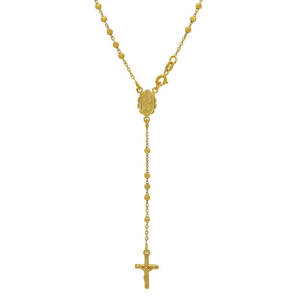 Sterling Silver With Gold, Rosary Necklace With 3mm Ball Bead