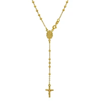 Sterling Silver With Gold, Rosary Necklace With 3mm Ball Bead