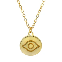 Sterling Silver With Gold, 10mm Evil Eye Necklace