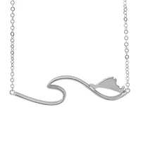 Sterling Silver With Rhodium, 10X37mm Wave Necklace