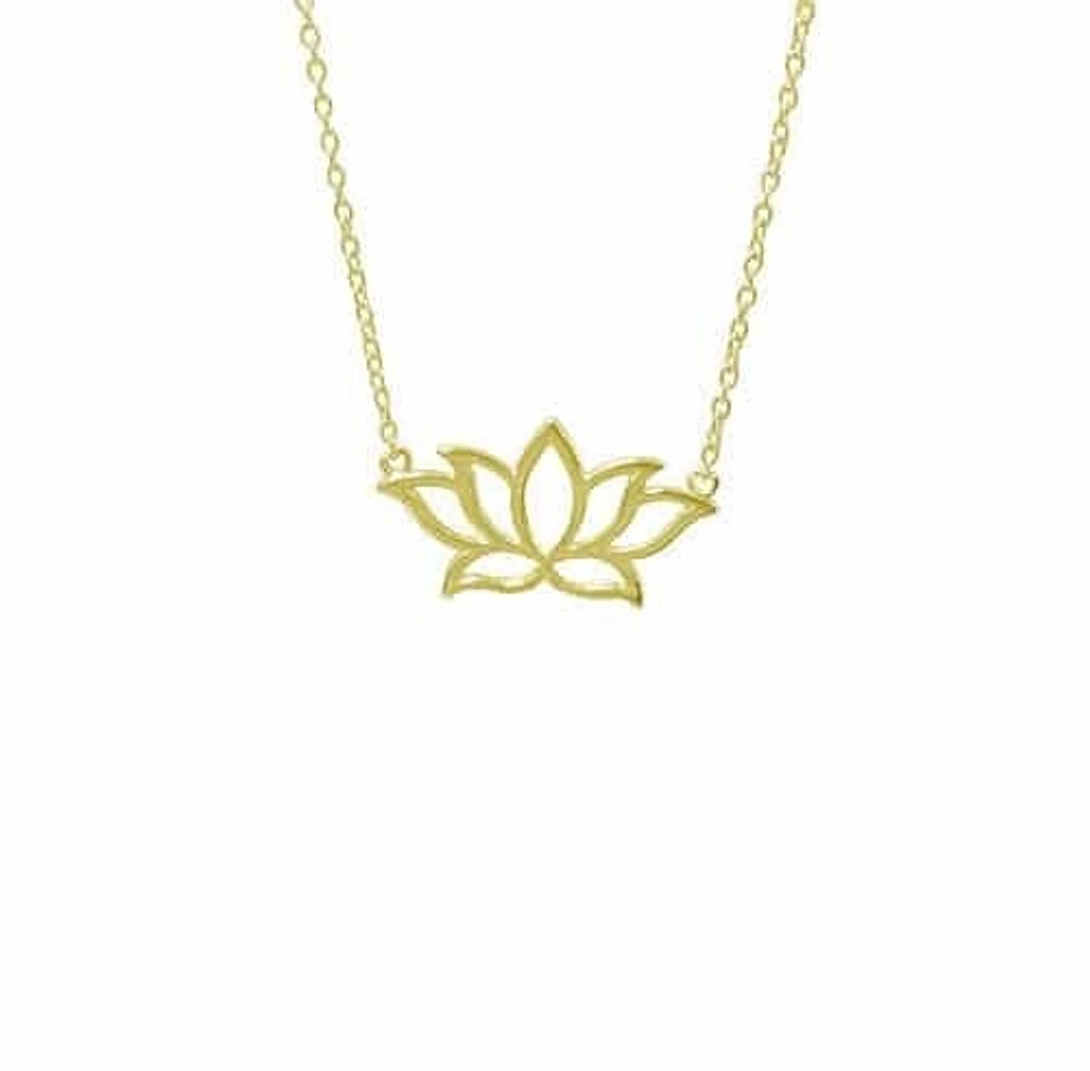 Sterling Silver With Gold, Lotus (11X21mm) Charm