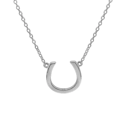 Sterling Silver With Rhodium, 13X13mm Horseshoe Necklace