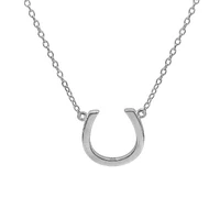 Sterling Silver With Rhodium, 13X13mm Horseshoe Necklace