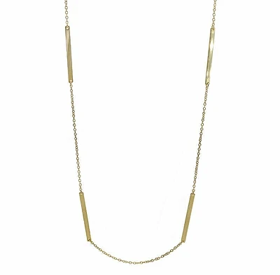 Sterling Silver With Gold, 36″ Necklace With 26X2mm Flat Bar