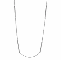 Sterling Silver With Rhodium, 36″ Necklace With 26X2mm Flat Bar