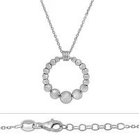 Sterling Silver With Rhodium Plated Beaded Ball Charm Necklace, 6mm Diameter(Largest Ball)