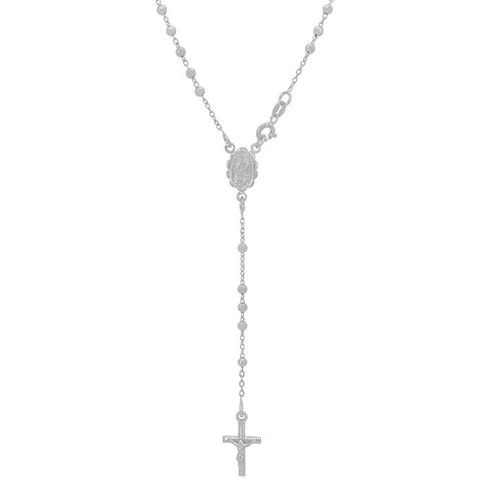 Sterling Silver, Rosary Necklace With 3mm Ball Bead