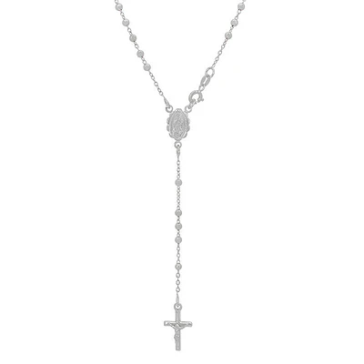 Sterling Silver, Rosary Necklace With 3mm Ball Bead