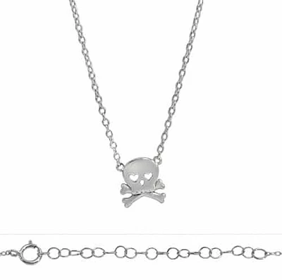 Sterling Silver With Rhodium, Skull (8X9mm) Charm