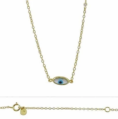 Sterling Silver With Gold, Evil Eye Shell (8X5mm) Charm