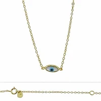Sterling Silver With Gold, Evil Eye Shell (8X5mm) Charm