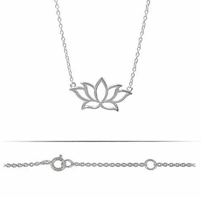 Sterling Silver With Rhodium, Lotus (11X21mm) Charm