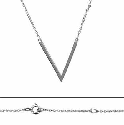 Sterling Silver With Rhodium, V (24X20mm) Charm