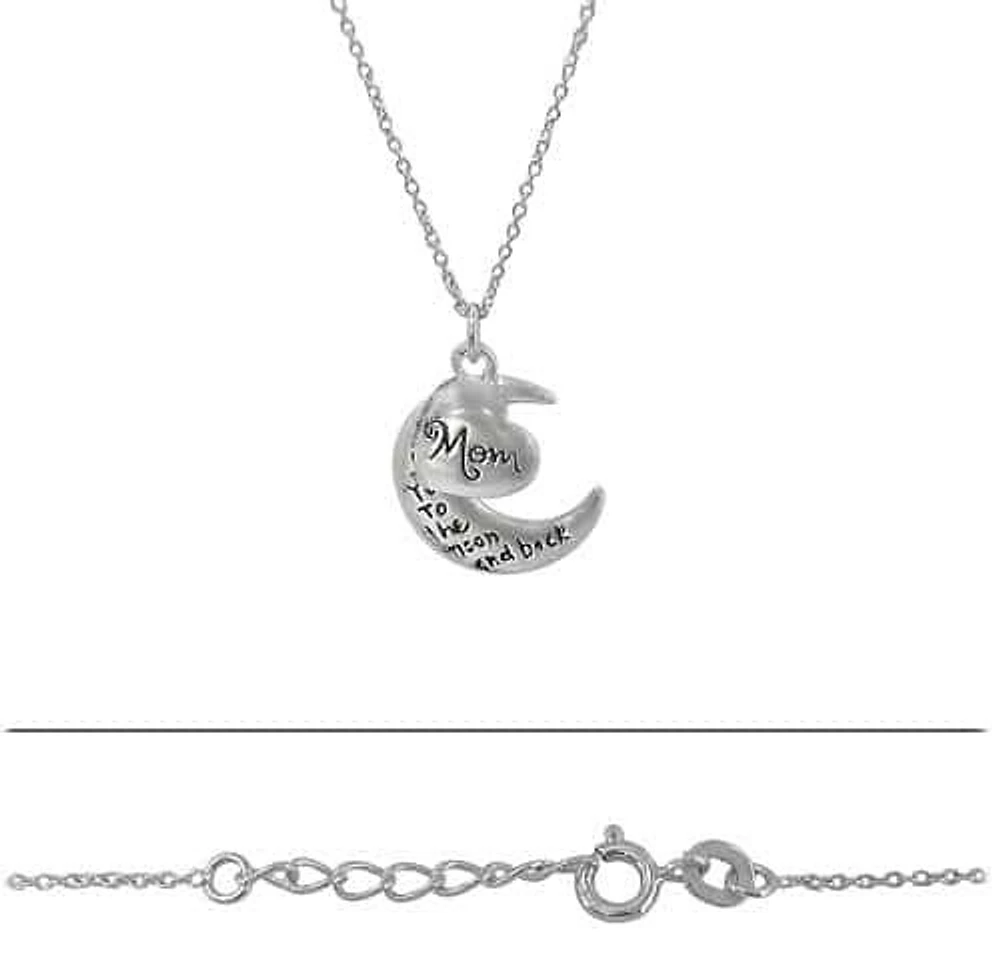 Sterling Silver Heart (10mm) And Crescent Moon (19X17mm) Charm