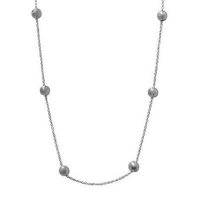 Sterling Silver With Rhodium, 6mm Ball Beaded Cable Chain Necklace