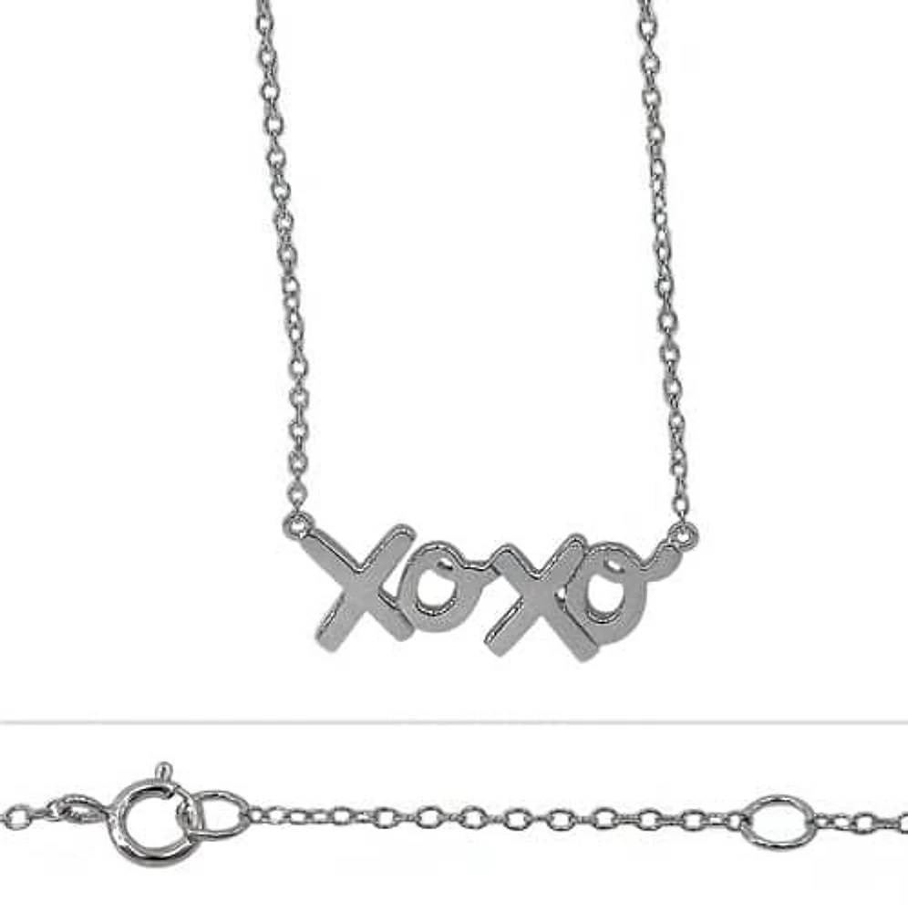 Sterling Silver With Rhodium, Xoxo (9X21mm) Charm