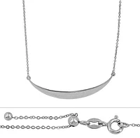 Sterling Silver With Rhodium, Smile Bar (49X5mm) Charm With A 4mm Silicon Ball Bead Stopper Adjustable Chain