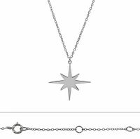 Sterling Silver With Rhodium, Star (24X25mm) Charm