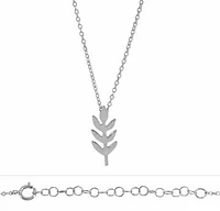 Sterling Silver With Rhodium, Leaf (7X20mm) Charm