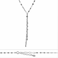 Sterling Silver With Rhodium Plated Necklace, 2mm Width(Outer Frame)