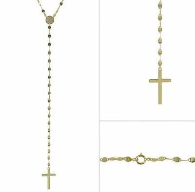 Sterling Silver With Gold Plated, Cross (15X26mm) Charm Necklace