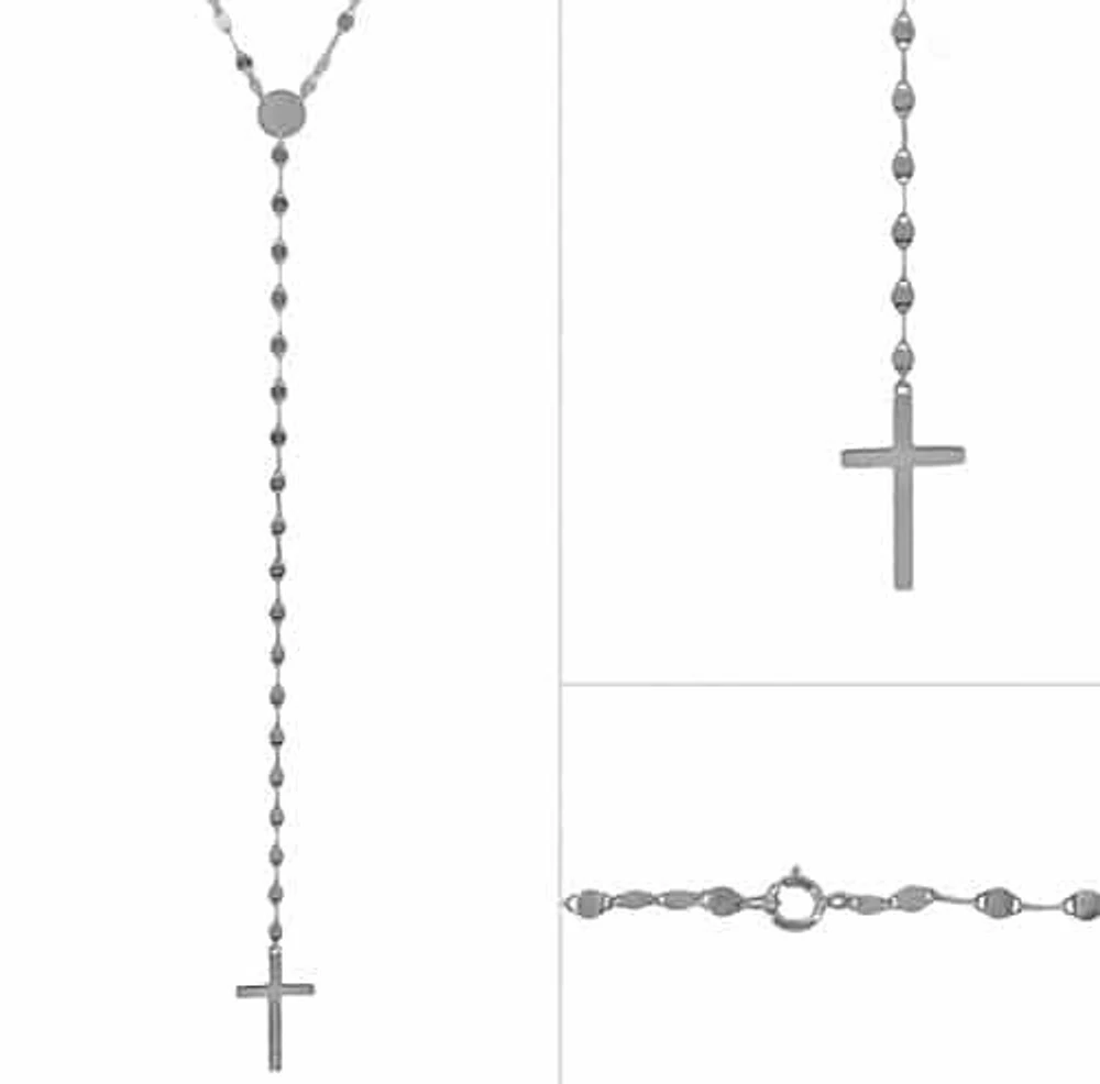 Sterling Silver With Rhodium, Cross (15X26mm) Charm Necklace