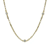 Sterling Silver With Gold, 4mm Cubic Zirconia Necklace