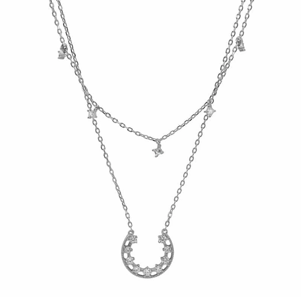 Sterling Silver With Rhodium, Cubic Zirconia Necklace Set
