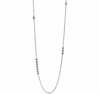 Sterling Silver With Rhodium, 40″ Necklace With 4mm Cubic Zirconia And 4mm Flat Disc