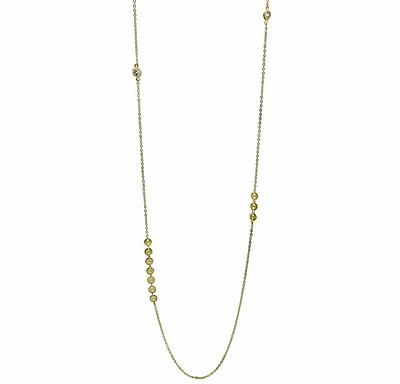 Sterling Silver With Gold, 40″ Necklace With 4mm Cubic Zirconia And 4mm Flat Disc